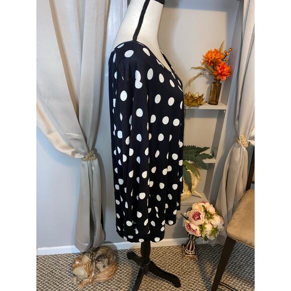 NWT Women’s size 26/28W Cato Black White Polkadot Soft 3/4 Sleeve Top - Picture 6 of 10
